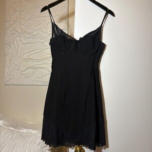 Lace Peplum Corset Mini Dress | Black